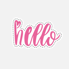 hand drawn hello word isolated vector illustration in patch style.