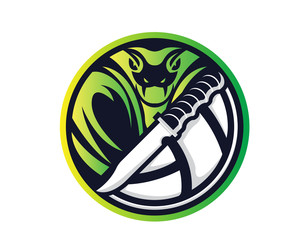 Wall Mural - Modern Animal Sports Badge Logo - Cobra Volleyball Team With Knife Symbol