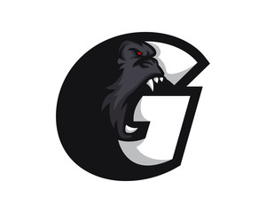 Wall Mural - Modern Gorilla G Letter Alphabet Sports Logo