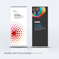 Wall Mural - Abstract business vector set of modern roll Up Banner stand design template with colourful soft, pebble shapes for eco, market, exhibition, show, expo, presentation, parade, events.