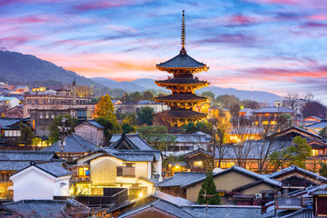 Fototapete - Kyoto, Japan Old Town Cityscape