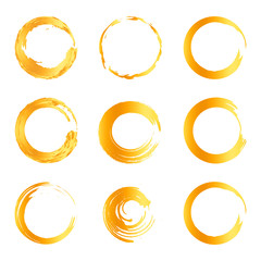 Poster - Isolated abstract round shape orange color logo collection, sun logotype set, geometric circles vector illustration