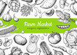 © Maria.Epine - Vegetable hand drawn vintage vector frame illustration. Farm Market poster.
