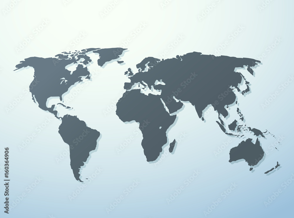 World map isolated on white blue gradient background. Worldmap Vector ...