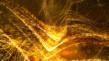Aufkleber - Digital abstract wave particles form abstract cyber technology de-focus background