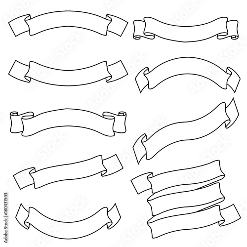 White Outline Ribbon Banners Title Scrolls Buy This Stock