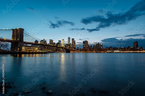 Brooklyn Bridge and Manhattan Skyline at night Poster