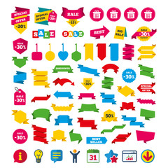 Poster - Sale gift box tag icons. Discount symbols.