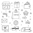 Hand drawn of shopping doodle art vector design. Ecommerce shopping concept.
