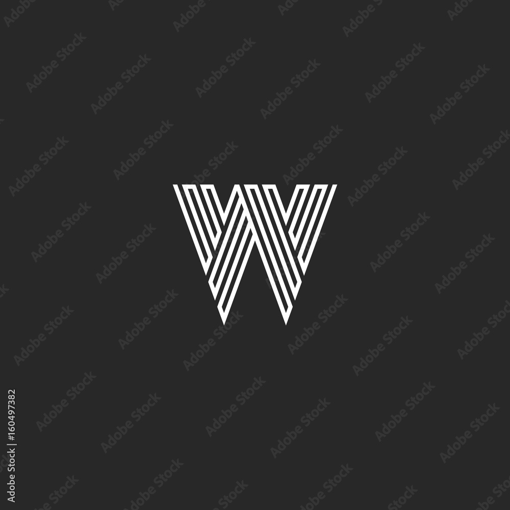 Linear W letter logo modern monogram, maze shape black and white broken ...