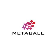 Aufkleber - Chip logo blue color metaball, graphic network chain big data base concept, 2d vector illustration isolated on white background, eps 10