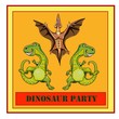 Illustration for the book for children about dinosaurs or party of dinosaurs