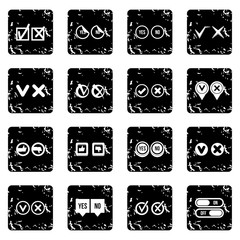 Poster - Check mark set icons, grunge style