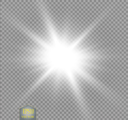 Wall Mural - glow light effect. starburst with sparkles on transparent background. vector illustration. sun