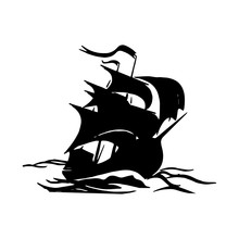 Black Ship Silhouette On White Background