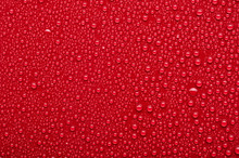 Water Drops On A Red Background