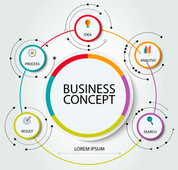 Aufkleber - Vector Infographic 3D circle label design template with arrows sign and 5 options or steps. Infographics for business presentations or information banner, process diagram, flow chart, graph, scheme