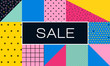 Sale Poster with memphis colorful geometric design, pattern, Summer sale sign and banner
