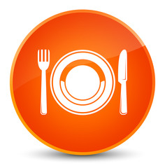 Food plate icon elegant orange round button