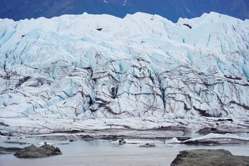 Close view of the ice on a Glacier in Alaska