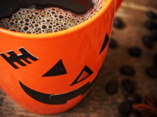 Canvas Print - Black coffee in halloween day