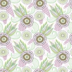 Aufkleber - Vector floral seamless pattern