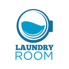 Wall Mural - Laundry room logotype with washing machine drum illustration