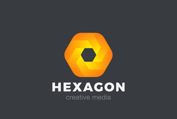 Poster - hexagon geometric abstract logo infinity vector. media game icon