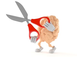 Sticker - Brain character holding scissors