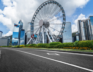 Wall Mural - Empty downtown street intersection,shot in Hong Kong,China.