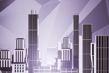 Poster - City on lilac background