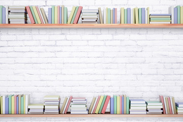 Poster - Books on brick background