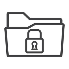 Poster - Secure data folder line icon, security and padlock, vector graphics, a linear pattern on a white background, eps 10.