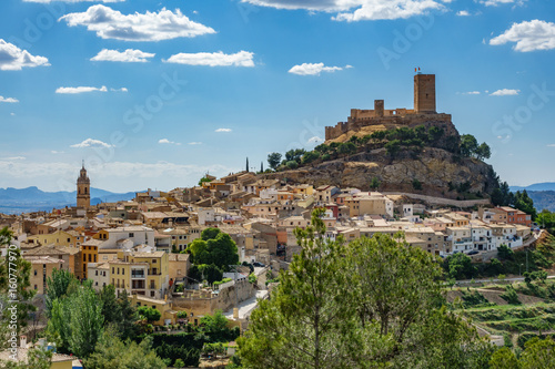 Biar castle at top of hill over town, Alicante, Spain Fototapeta