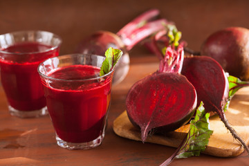 fresh healthy beetroot juice and vegetable