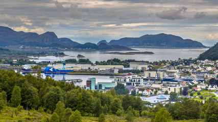 Canvas Print - Aerial view over Ulsteinvik town