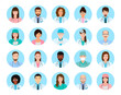 © generationclash - Avatars characters doctors and nurses set. Medical people icons of faces on a blue background.