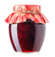 Jar With Strawberry Jam Isolated