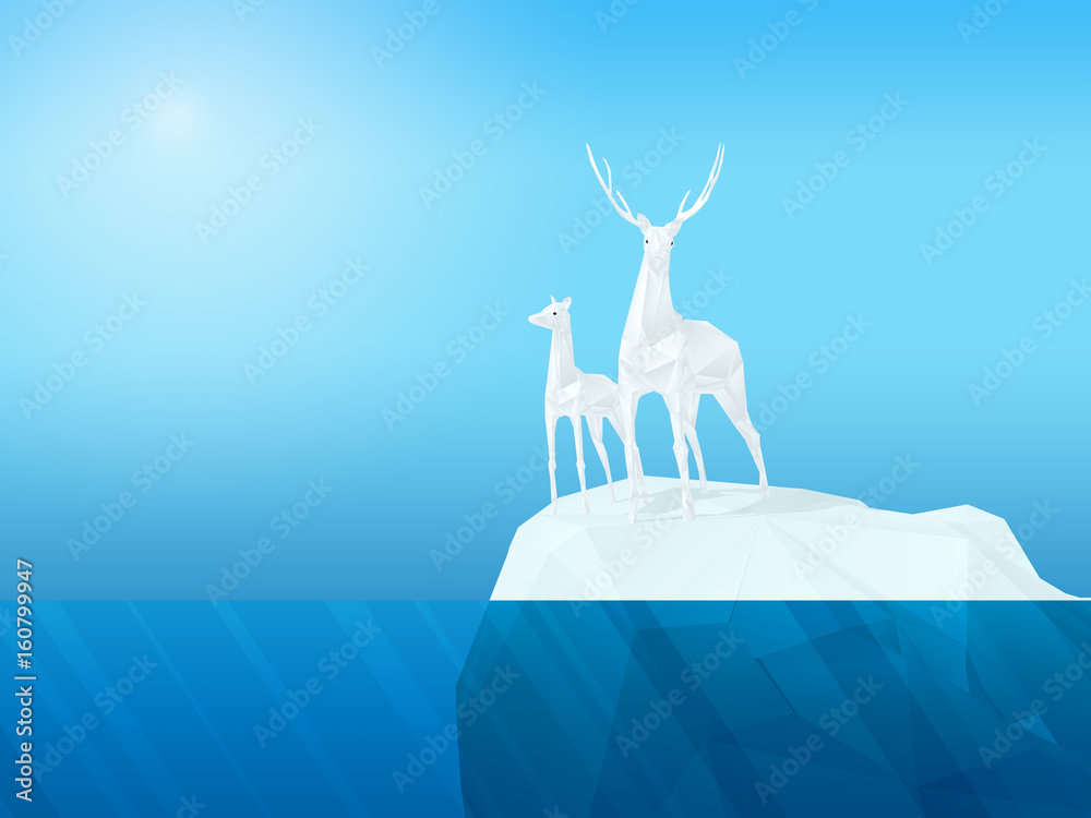 Obraz na płótnie deer on iceberg w sypialni