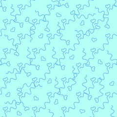 Poster - hearts with curves in the blue background