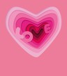 PrintLove in heart - illustration. Love wedding symbols for card, invitation. Volumetric paper letters of pink color inside a multi-layered heart, background. Volumetric 3d heart. Valentine's Day