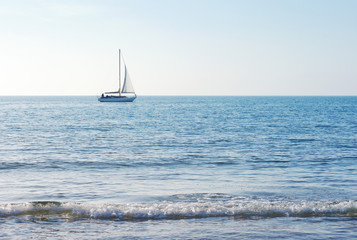 Yacht in the sea. Sea landscape with yachts. 