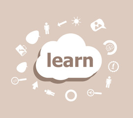 Poster - Text Learn. Education concept . Icons set for cloud computing for web and app