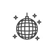 Disco ball line icon, outline vector sign, linear style pictogram isolated on white. Night club symbol, logo illustration. Editable stroke. Pixel perfect