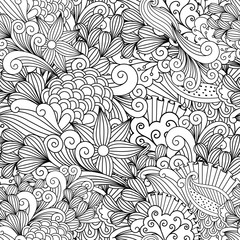 Wall Mural - Doodle floral decorative pattern