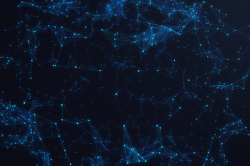 Poster - technological connection futuristic shape, blue dot network, abstract background, blue background, c