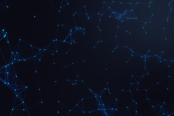Poster - Technological connection futuristic shape, blue dot network, abstract background, blue background, Concept of Network, internet communication 3D rendering