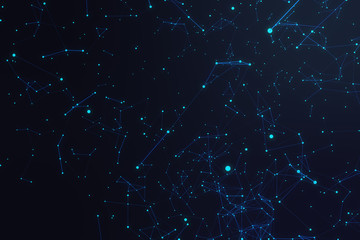 Poster - Technological connection futuristic shape, blue dot network, abstract background, blue background, Concept of Network, internet communication 3D rendering