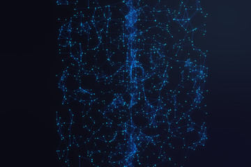 Poster - Technological connection futuristic shape, blue dot network, abstract background, blue background, Concept of Network, internet communication 3D rendering