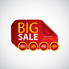 Wall Mural - Big sale. Red paper with curved corners.